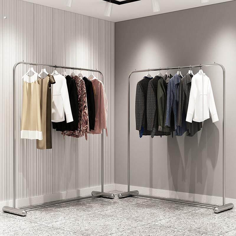 服装店展示架陈列架落地式不锈钢挂衣架中岛侧挂网红女装店货架子
