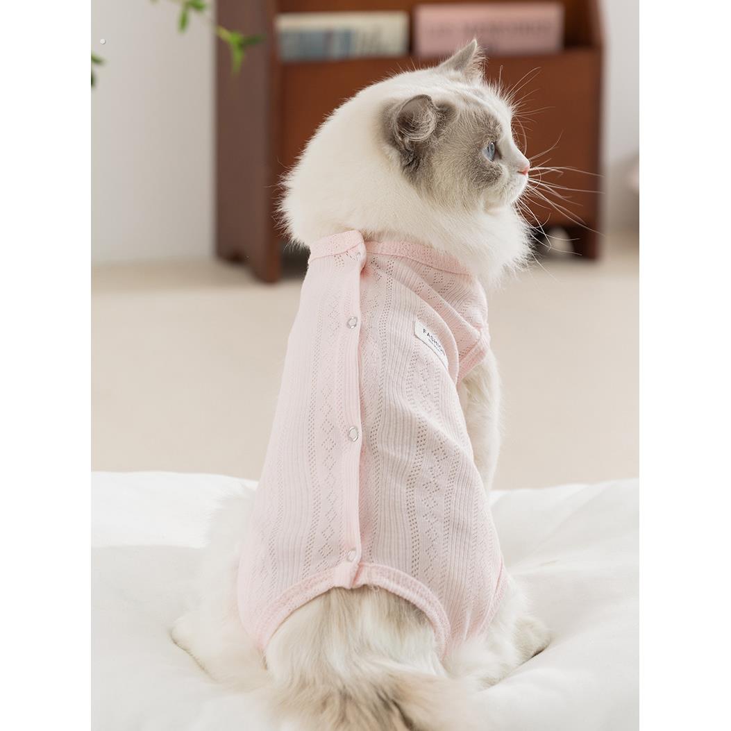 夏天薄款小猫咪四脚衣防掉毛布偶猫阿比西尼亚宠物德文猫夏季衣服