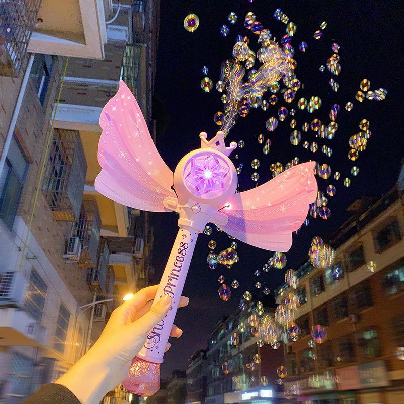 仙女泡泡机权杖魔法棒公主棒泡泡水补充液发光音乐网红豪华泡泡机