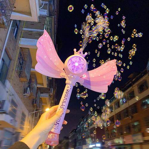 仙女泡泡机权杖魔法棒公主棒泡泡水补充液发光音乐网红豪华泡泡机