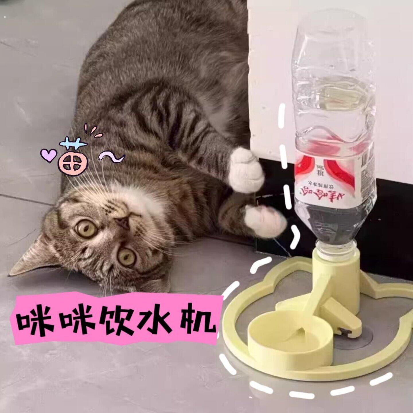吸盘式猫饮水机自动循环出水矿泉水瓶通用猫咪水碗不插电流水碗
