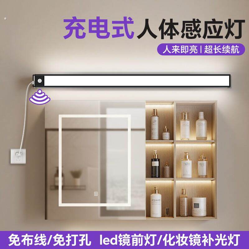 充电镜前灯人体感应灯浴室镜柜灯卫生间免打孔化妆灯补光台灯383