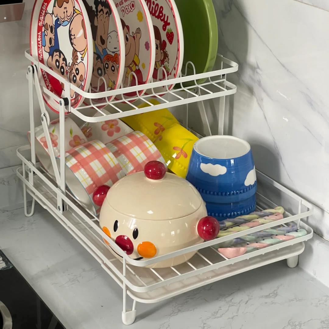 厨房沥水碗碟架家用餐具杯子收纳层架台面多功能可伸缩放碗筷置物