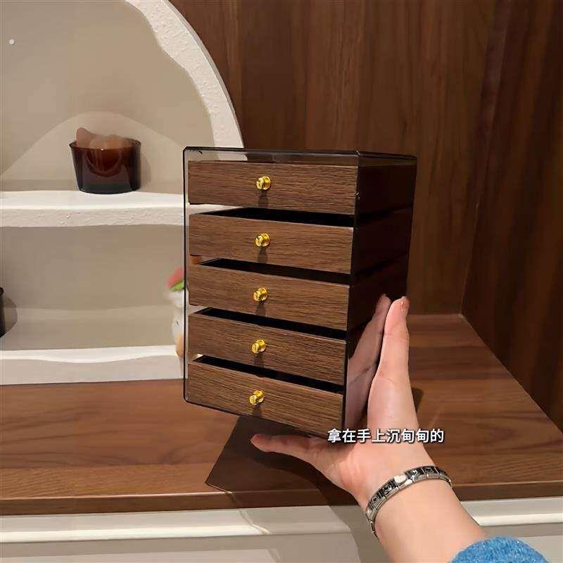 胡桃木首饰收纳盒多层分格梳妆台大容量戒指项链整理盒防尘置物盒