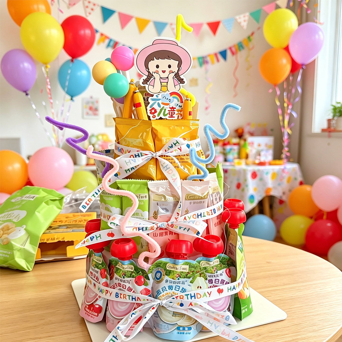 爷爷的农场婴儿宝宝零食大礼包节日生日派对装饰泡沫蛋糕塔DIY