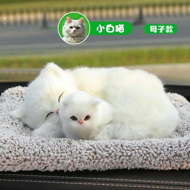 车载竹炭活性炭仿真小猫车内饰摆件除甲醛猫咪玩偶中控台净化空气
