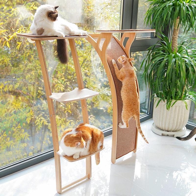 猫咪观景台观景台猫爬架吸盘猫窝猫树一体用品大型实木猫跳台
