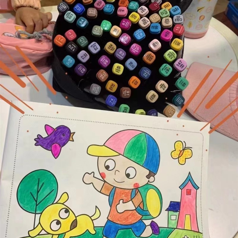 儿童手绘麦克笔80双头油性水彩笔套装动漫学生美术