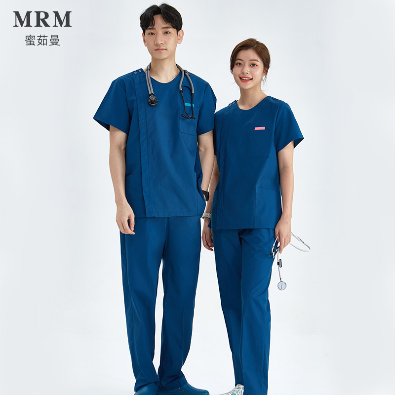 蜜茹曼洗手衣手术室女工作服圆领刷手衣手术服短袖口腔护士服套装