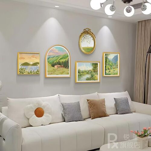 网红法式客厅装饰画奶油风沙发背景墙挂画风景画卧室餐厅轻奢壁画
