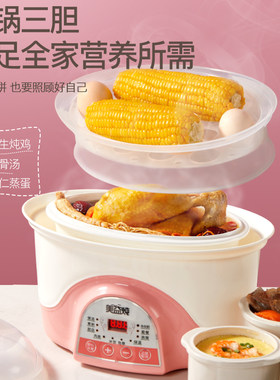 美益炖 H06A隔水炖锅家用煮粥神器上蒸下炖电炖盅陶瓷煲汤锅保