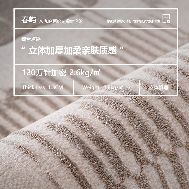 古臻 北欧简约家用客厅地毯轻奢高级感原木侘寂风茶几毯卧室床边