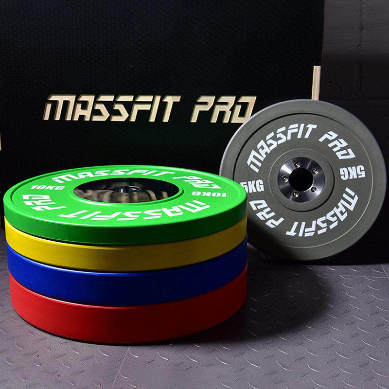 马西新款竞赛全胶杠铃片商用Crossfit全胶弹片环保弹跳片