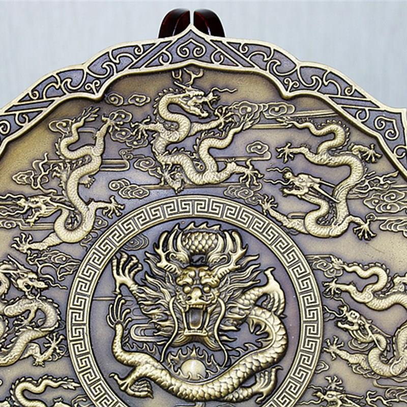 铜摆件铜龙盘铜九龙献瑞工艺品九龙壁龙凤呈祥纯铜圆盘摆设龙凤盘