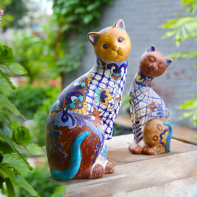 陶瓷动物猫咪阳台屋里 展示柜摆件创意装饰 新房子小物件工艺品