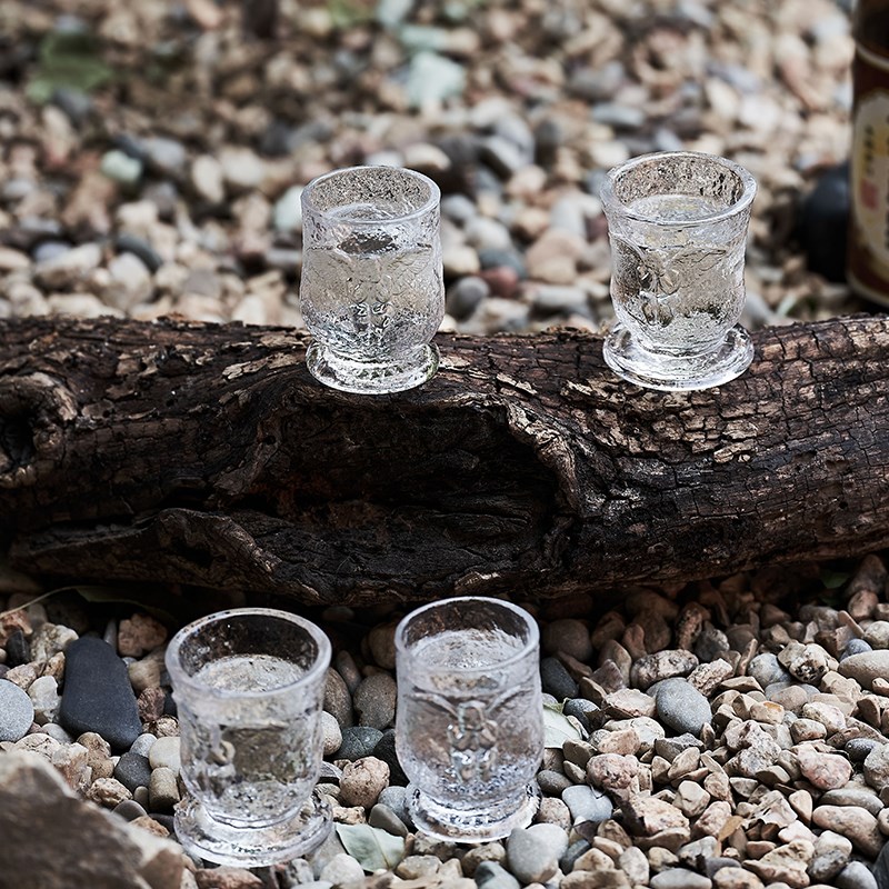 稀奇艺术天使玻璃浮雕大号清酒/白酒对杯2只套装家用版