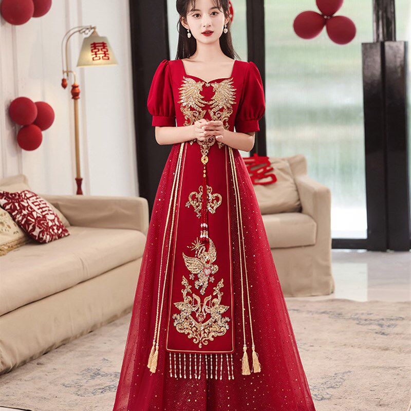 新娘大码敬酒服结婚礼服2024新款胖mm中式订婚婚服高级年轻款夏季