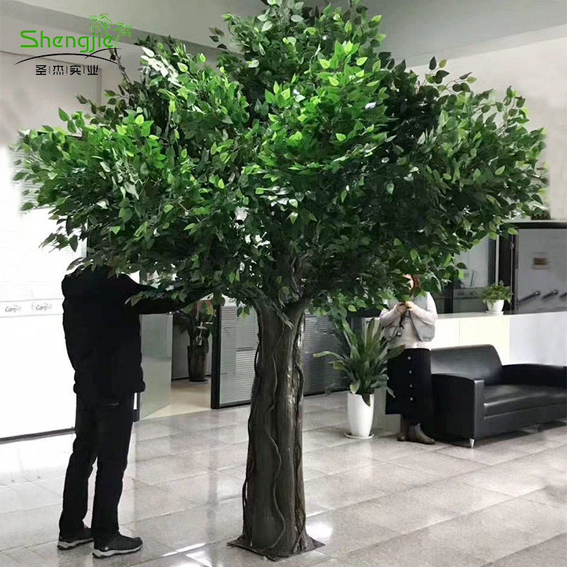 定做仿真榕树包柱古榕树室内假树阻燃过胶榕树叶装饰广州仿真树