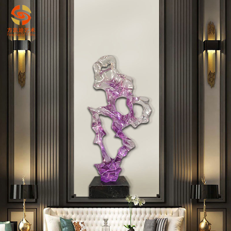 厂家直供透明紫玉成烟水晶装饰品玄关桌面工艺品仿水晶树脂摆件