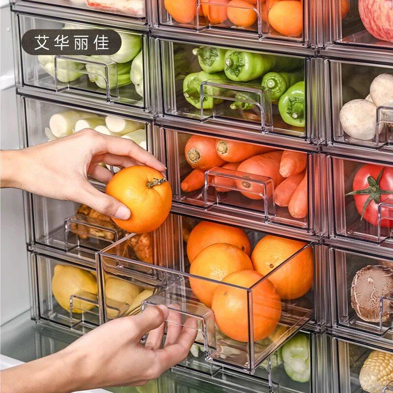 抽屉式收纳盒冰箱收纳盒塑料冷冻储物厨房蔬菜鸡蛋整理专用果蔬盒