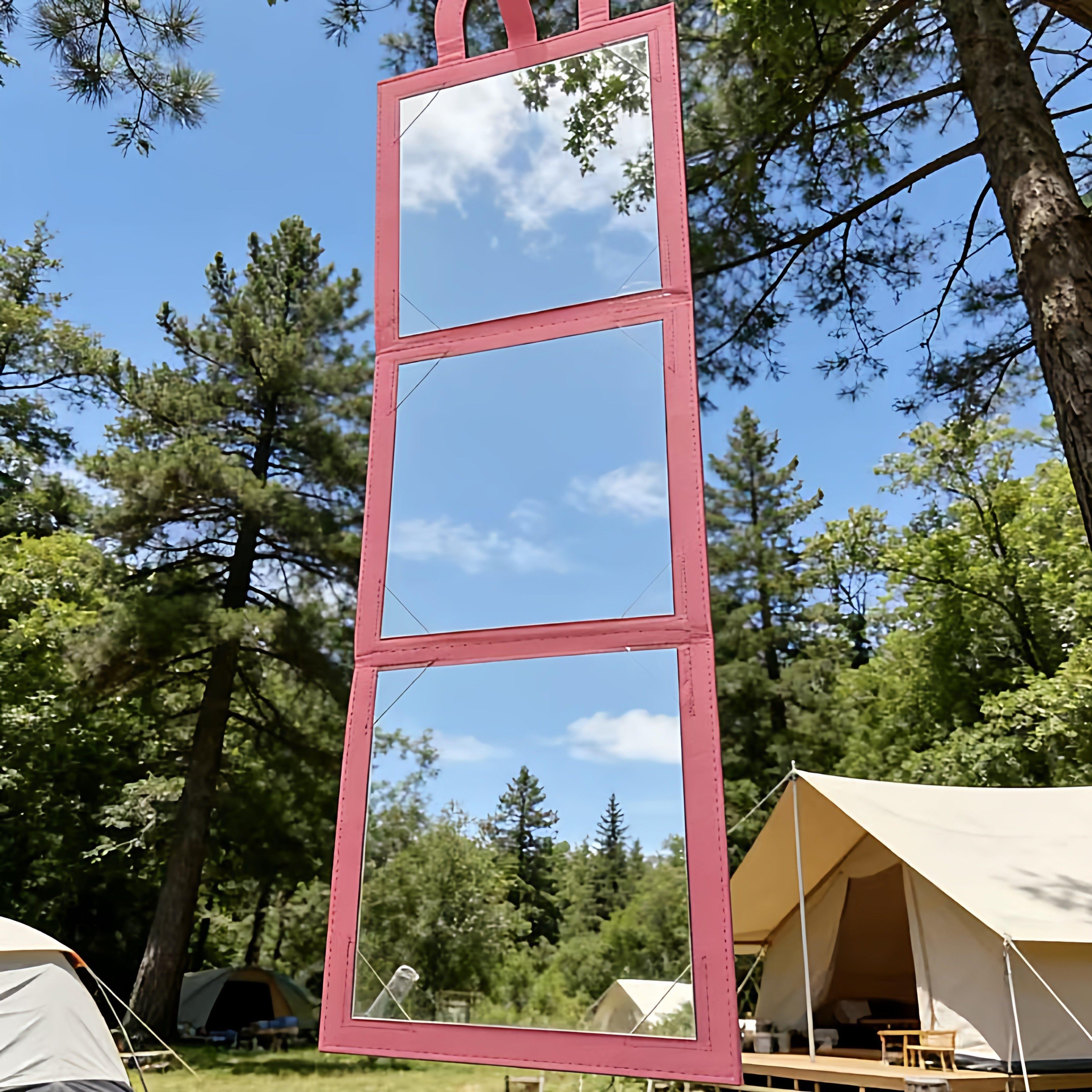可携式折叠全身镜高颜值粉色化妆镜春游露营户外拍照打卡氛围感道