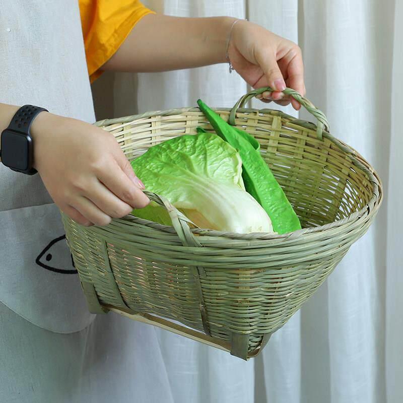 竹编双耳箩竹制品大号提篮沥水篮蔬菜篮竹篮子竹筐收纳篮农家竹篓