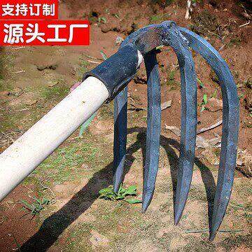 锻打四齿耙手工耙子扁耙松土钉耙翻土种菜农具水泥耙开垦赶海工具