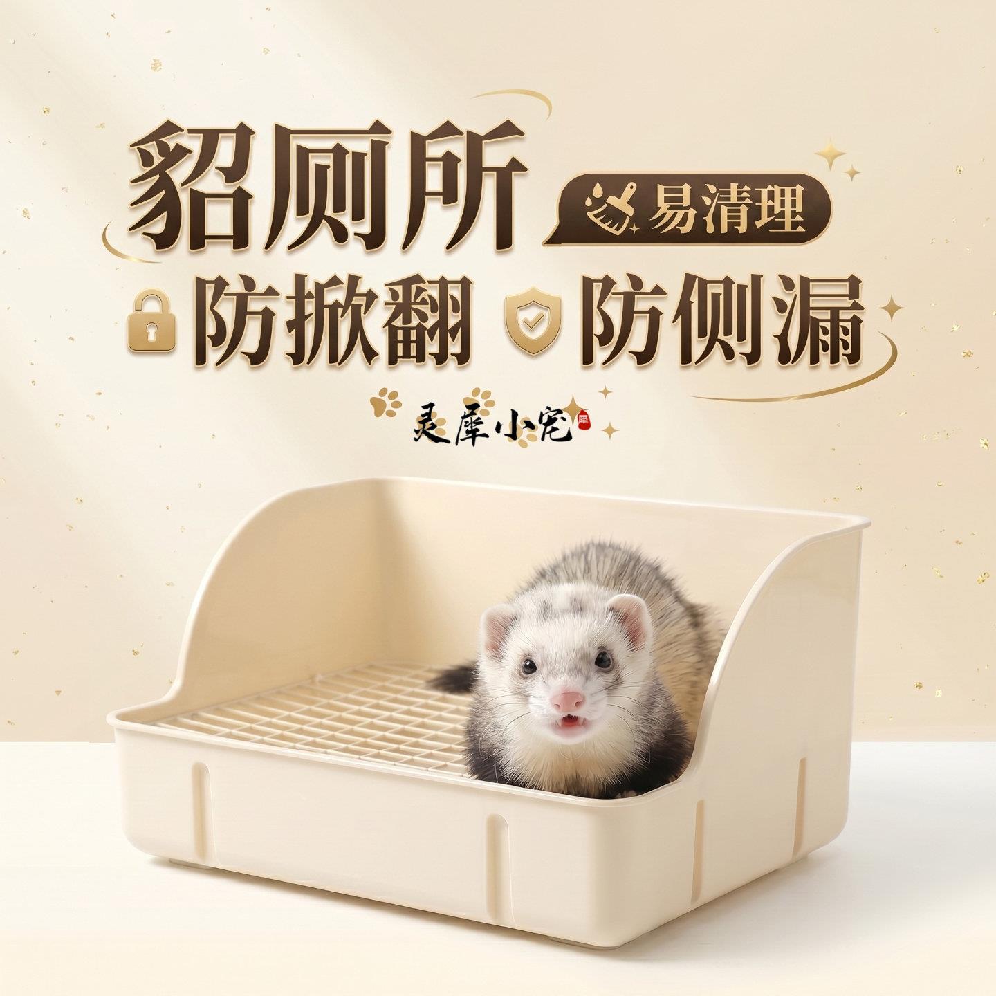 大号宠物貂厕所防掀翻防侧漏兔兔荷兰猪如厕用品高围栏防喷溅固定