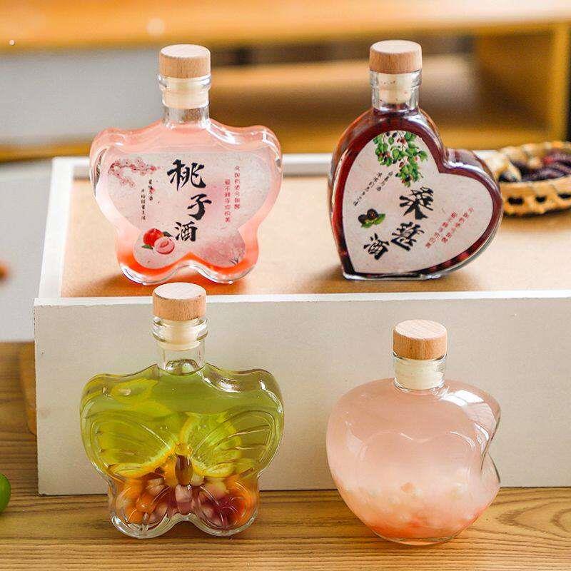 酒瓶存酒专用高颜值新品透明玻璃酒瓶250毫升空瓶子带盖果酒瓶白