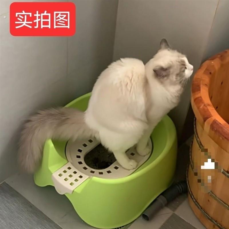 宠物蹲式猫砂盆半封闭式猫厕所猫咪如厕训练器猫咪蹲式马桶马桶