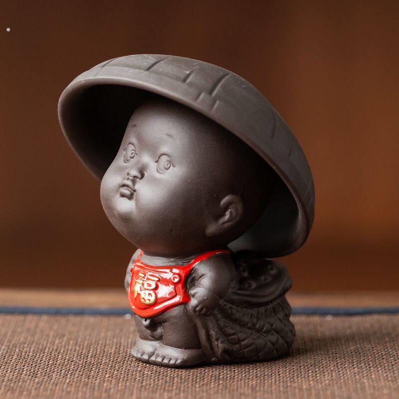 茶宠小孩尿尿福气童子可玩可养茶台摆件家用茶漏过滤全陶一体创意