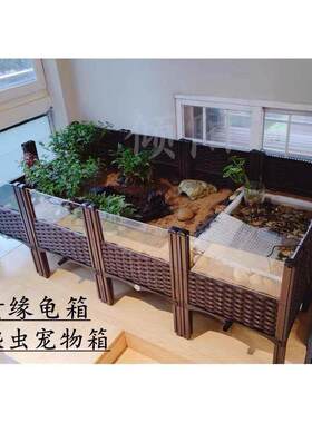 黄缘养殖箱龟专用养宠物陆龟乌龟黄缘幼龟饲养缸透明玻璃爬虫盆