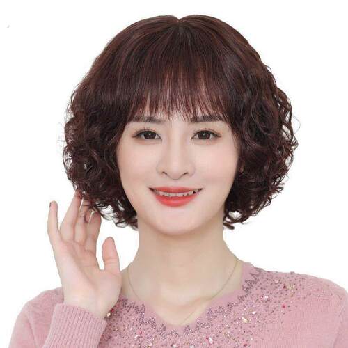 假发女短发全真发长卷发气质全头套中老年妈妈透气蓬松逼真发套
