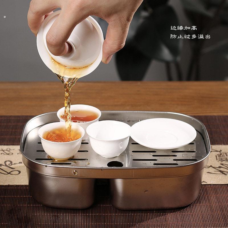 潮州不锈钢工夫茶盘储水家用户外便携茶托盘茶具全套旅游干泡台