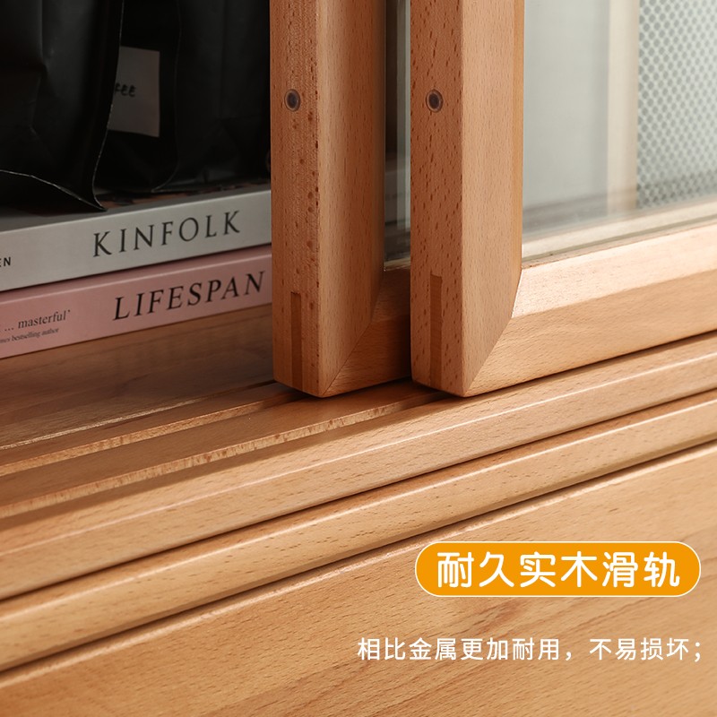 榉木纯全实木书柜带抽屉玻璃移门整装组合柜子原木餐边柜角柜斗柜