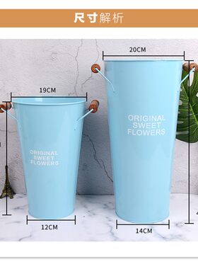 花桶鲜花桶干花花瓶家居用品卧室房间装饰创意小铁桶迷你花瓶花器