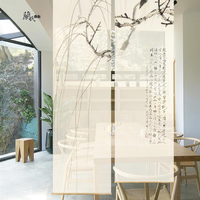 时尚半透明软屏风入户软隔断帘玄关艺术装饰挂式卷帘窗帘0192空山