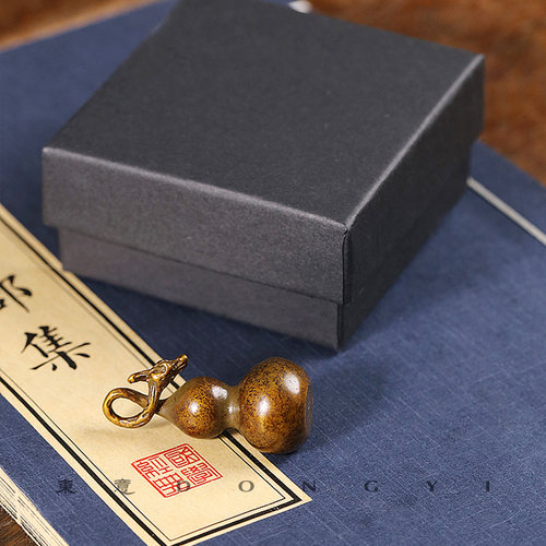 东意文房 黄铜实心葫芦书镇纸笔搁 国画书法镇尺笔搁书房创意摆件