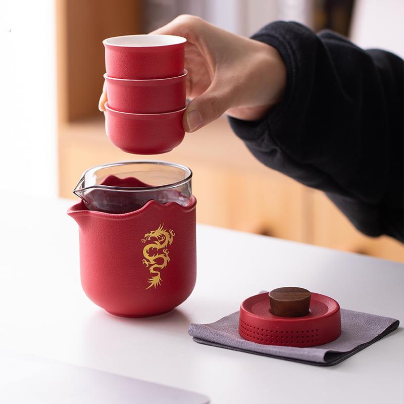 龙年户外露营车载茶具旅行茶具套装快客杯办公室居家简约茶具套组