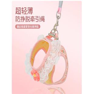 猫咪牵引绳防挣脱外出专用可爱背心式溜猫胸背带可调节宠物遛猫绳