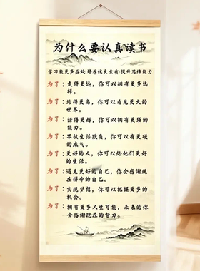 为什么要认真读书励志挂画客厅玄关背景墙装饰挂图书房书法字画