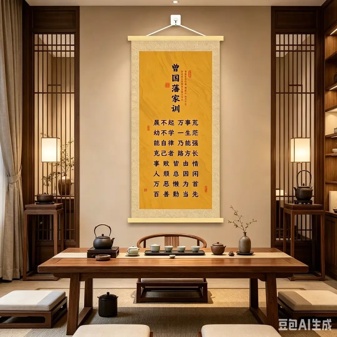 和睦家庭曾国藩家训卷轴挂画客厅玄关背景墙装饰画书房书法字画