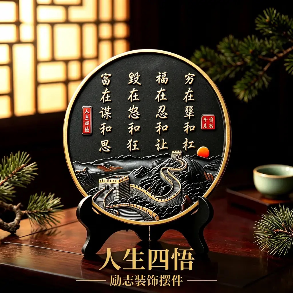 福在忍和让摆件人生四悟励志装饰摆件客厅书房玄关茶室书法字画富