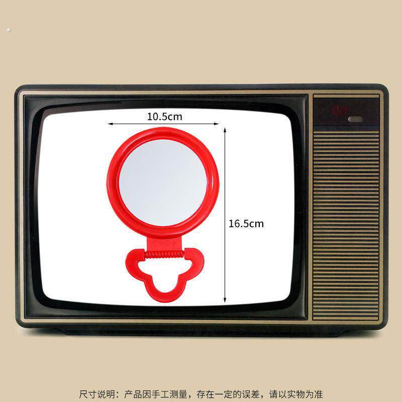 老式镜子壁挂式圆形化妆镜卧室台镜结婚陪嫁红色新娘挂镜台式大号