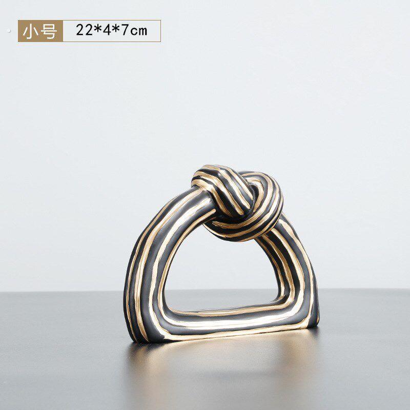 爆款现代简约三角形条纹绳结抽象摆件样品屋展示中心轻奢雕塑极简