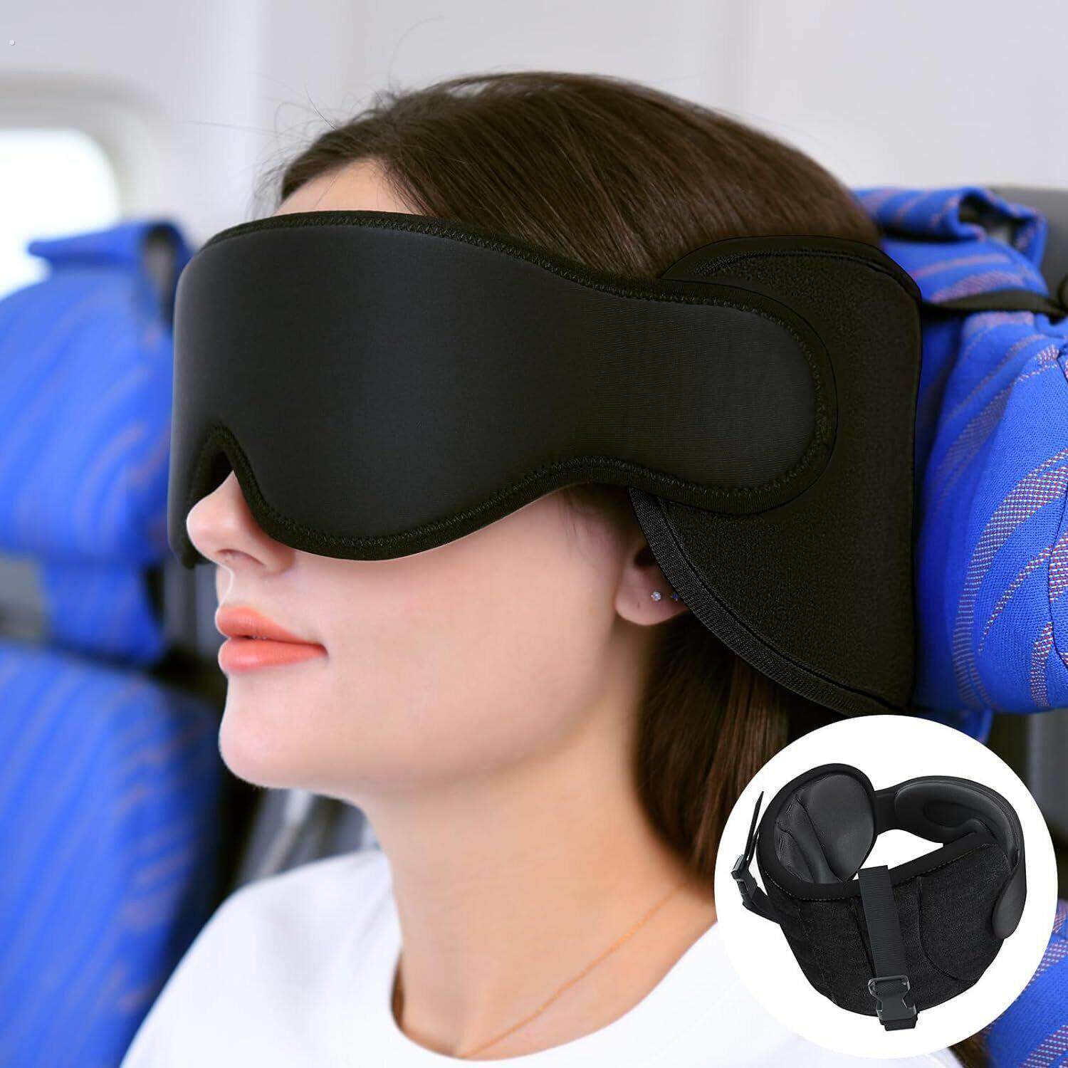 多功能一体旅行睡眠眼罩颈枕头靠带遮光透气固定支撑高铁飞机长途