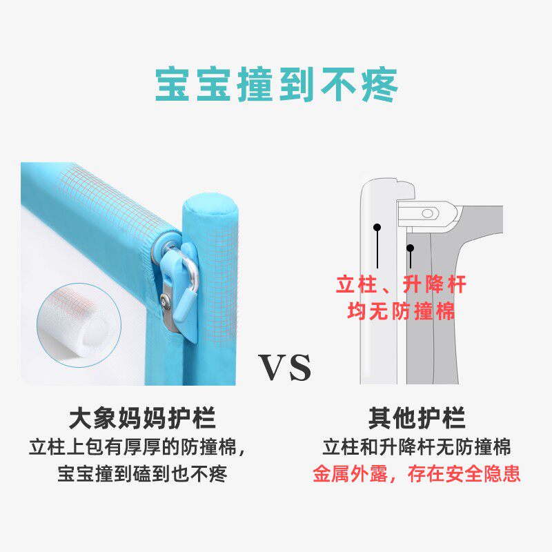 大象妈妈单面加高床围栏杆 可调式婴儿床护栏 儿童防摔安全栏板