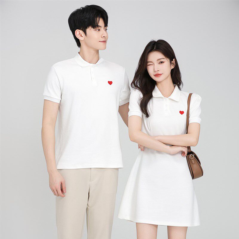POLO情侣装夏季套装T恤裙子高级感一裙一衣订婚结婚领证登记衣服
