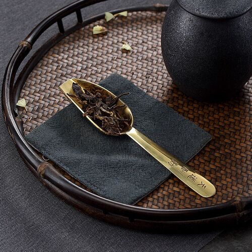 黄铜茶勺茶铲小号茶具取茶器茶道配件黑檀木单个分茶叶勺茶匙茶则