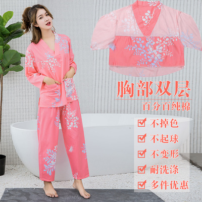 纯棉长款汗蒸服男女高档纳米大码全棉桑拿服按摩睡衣家居浴服温泉
